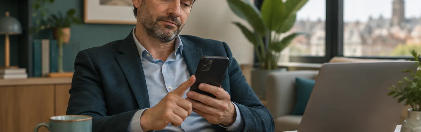 B2B-ondernemer veegt een geautomatiseerd LinkedIn-bericht weg