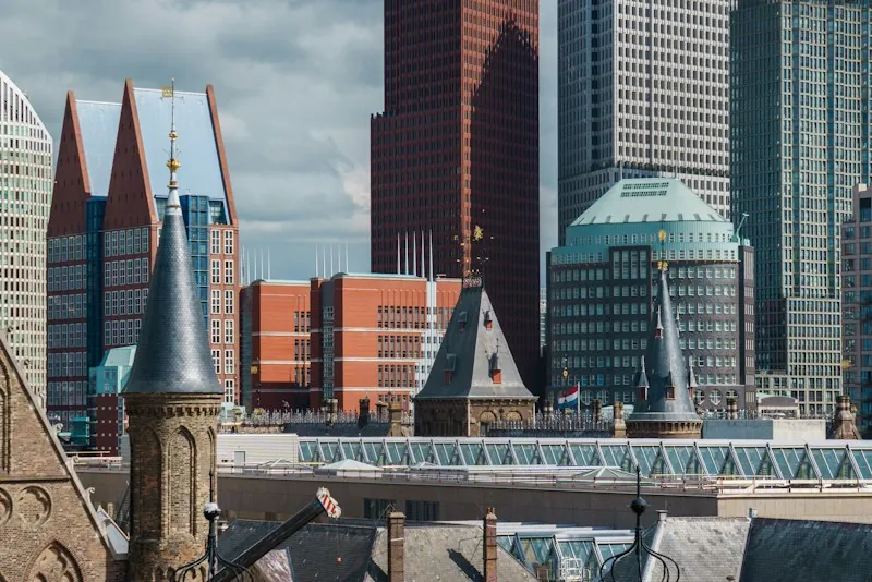 City skyline with office towers