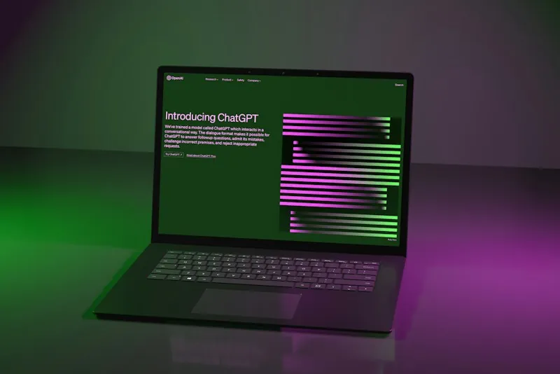 Laptop showing an AI chatbot answer
